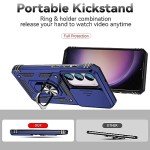 for Samsung Galaxy S23 FE Case with Slide Camera Cover HD Screen Protector [Military Grade 16ft. Drop Tested] Magnetic Ring Holder Kickstand Protective Phone Case for Galaxy S23 FE 5G 2023, Navy Blue