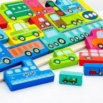 Wooden Vehicle Puzzle Blocks for Kids Ages 3-5