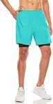 TSLA Men's 2 in 1 Active Running Shorts, Quick Dry Exercise Workout Shorts, Gym Training Athletic Shorts with Pockets, 5 Inch / 2 in 1 Teal, Small
