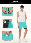 TSLA Men's 2 in 1 Active Running Shorts, Quick Dry Exercise Workout Shorts, Gym Training Athletic Shorts with Pockets, 5 Inch / 2 in 1 Teal, Small