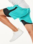TSLA Men's 2 in 1 Active Running Shorts, Quick Dry Exercise Workout Shorts, Gym Training Athletic Shorts with Pockets, 5 Inch / 2 in 1 Teal, Small