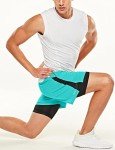 TSLA Men's 2 in 1 Active Running Shorts, Quick Dry Exercise Workout Shorts, Gym Training Athletic Shorts with Pockets, 5 Inch / 2 in 1 Teal, Small