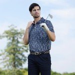 P POLAFLON Mens Golf Polos for Men Quick Dry Polo Shirts for Men Moisture Wicking 4 Way Stretch Print Collared Short Sleeve Golf Shirts for Men