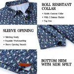 P POLAFLON Mens Golf Polos for Men Quick Dry Polo Shirts for Men Moisture Wicking 4 Way Stretch Print Collared Short Sleeve Golf Shirts for Men