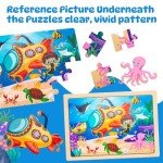 Wooden Toddler Puzzles for Ages 3-5, 24 Pieces