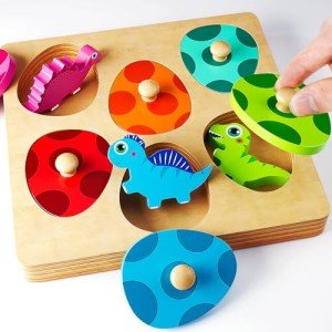 Dinosaur Wooden Peg Puzzles for Toddlers