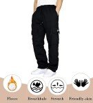 Mens Fleece Cargo Jogger Sweatpants for Adult Drawstring Loose Fit Joggers Sweat Pants with Pockets Grey