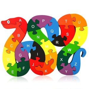 LOVESTOWN Wooden Alphabet Animal Jigsaw Puzzle