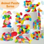 LOVESTOWN Wooden Alphabet Animal Jigsaw Puzzle