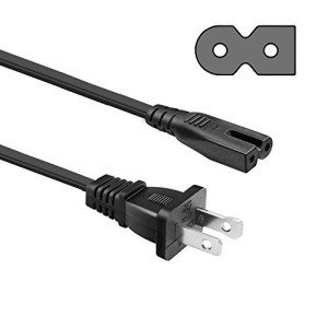[UL Listed] Cable Nahao 2 Prong 6Ft Polarized AC Universal Power Cord Compatible with Vizio E-M-Series/Sharp/Emerson Smart LED TV/Sony PS1 PS2 (NEMA-1-15P to IEC320-C7 Plug)