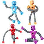 Telescopic Suction Cup Robot Toys - 4 Pack