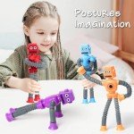 Telescopic Suction Cup Robot Toys - 4 Pack