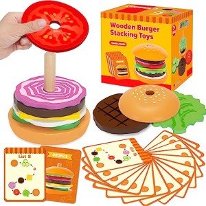 Wooden Burger Stacking Toys for Kids Under $10