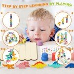 Wooden Dinosaur Toys for Toddlers Ages 1-4