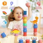 Wooden Dinosaur Toys for Toddlers Ages 1-4