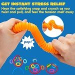 18 Pack Colorful Pop Tubes - Fidget Sensory Toys