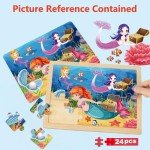4-Pack Wooden Puzzles for Kids Ages 4-6