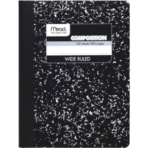 Mead Wide Ruled Composition Notebook - Black Marble