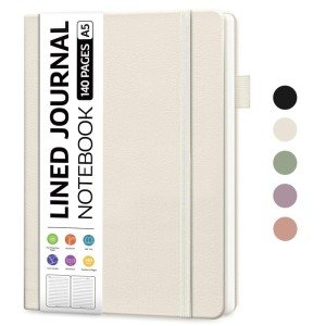 A5 Hardcover Lined Journal Notebook - Grey Beige