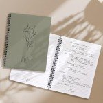 Cute Dark Green Spiral Notebook Journal for Women