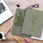 Cute Dark Green Spiral Notebook Journal for Women