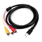 DUOYHIEL USB to RCA Cable, 5ft USB Male to RCA Male Jack Splitter Audio Video Cable, 3RCA Cord to Connect AV Adapter for TVs and USB-Enabled PC HDTV DVD Computers Smart Phones and More USB Decices