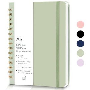 Light Green A5 Spiral Journal Notebook, 160 Pages