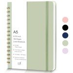 Light Green A5 Spiral Journal Notebook, 160 Pages