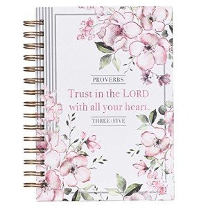 Pink Flowers Christian Journal with Proverbs 3:5