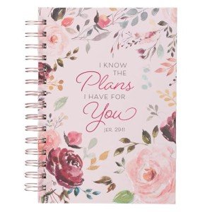 Inspirational Pink Floral Journal with Bible Verse