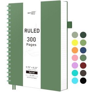 RETTACY A5 College Ruled Spiral Notebook, Dark Green