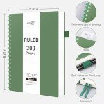 RETTACY A5 College Ruled Spiral Notebook, Dark Green