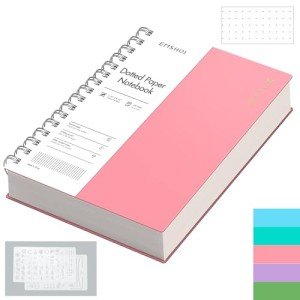 Pink A5 Spiral Dot Grid Notebook - 300 Pages
