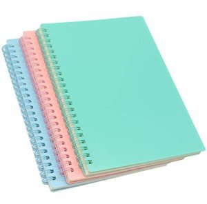3-Pack A5 Spiral Notebooks with Plastic Covers
