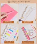 Pink Spiral Notebook Journal with 160 Numbered Pages
