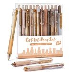 Pastel Gel and Black Ink Pen Set Bundle