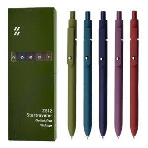 Vintage Gel Pens Set - 5 Fine Point Black