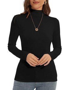 DSPSAM Turtle Necks for Womens Long Sleeve Dark Academia Clothing Casual Base Layer Turtleneck Shirts (Black, Medium)