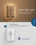 Outlet Extender with Night Light, Surge Protector, Power Strip, 5 Outlet Splitter (3 Side) and 4 USB Charger(1 USB C), USB Wall Charger, Multi Plug Outlets for Home, Office, Dorm Room Essentials