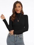 DSPSAM Turtle Necks for Womens Long Sleeve Dark Academia Clothing Casual Base Layer Turtleneck Shirts (Black, Medium)