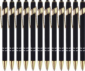 12 Pack Black Gold Ballpoint Pens with Stylus