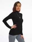 DSPSAM Turtle Necks for Womens Long Sleeve Dark Academia Clothing Casual Base Layer Turtleneck Shirts (Black, Medium)