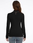 DSPSAM Turtle Necks for Womens Long Sleeve Dark Academia Clothing Casual Base Layer Turtleneck Shirts (Black, Medium)