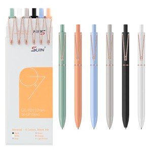 Pack of 6 SUIN Retractable Gel Pens