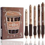 Cute Retractable Gel Pens - 5 Pack Coffee