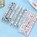 Cute Cow Print Gel Pens - Set of 12