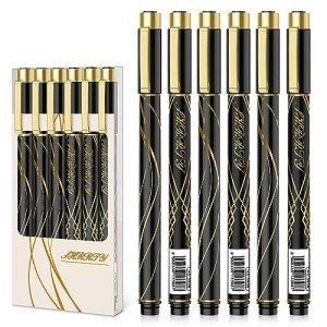 6-Pack Black Ink Quick Dry Gel Pens
