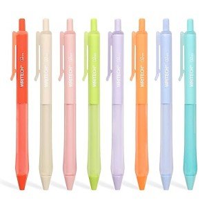 WRITECH Retractable Gel Pens - Assorted Colors, 8ct