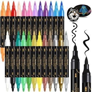 Colorful Acrylic Paint Pens - 24 Dual Tip Markers