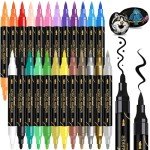 24 Colors Acrylic Paint Pens - Dual Tip Markers